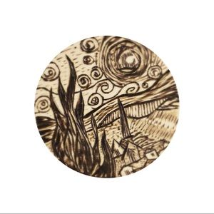 Starry Night Pyrography Magnet